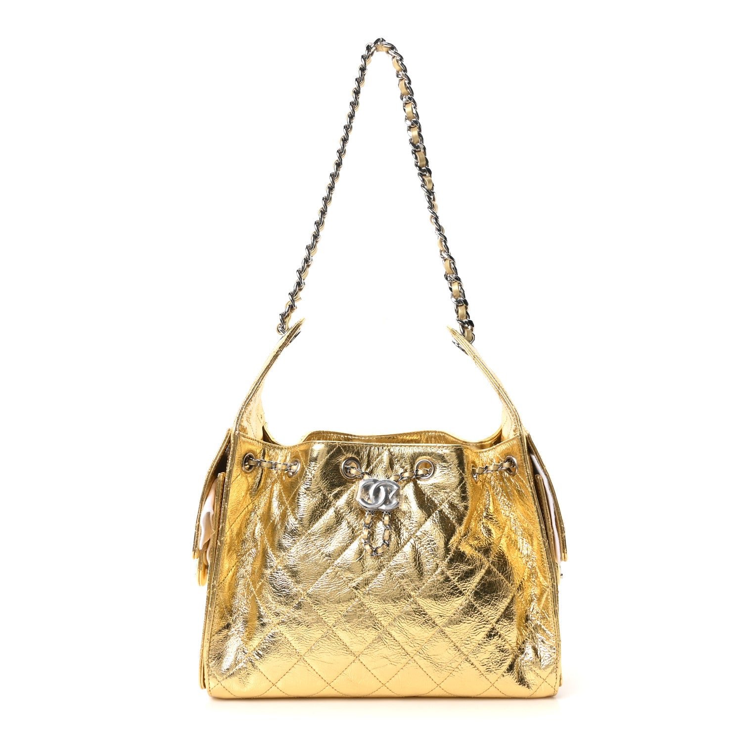 Chanel Metallic Aged Calfskin Quilted Small Chanel 25 Handbag Gold