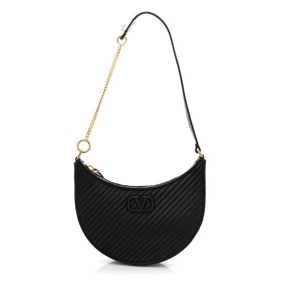 Valentino Garavani Lambskin Mini Vlogo Hobo Bag Black
