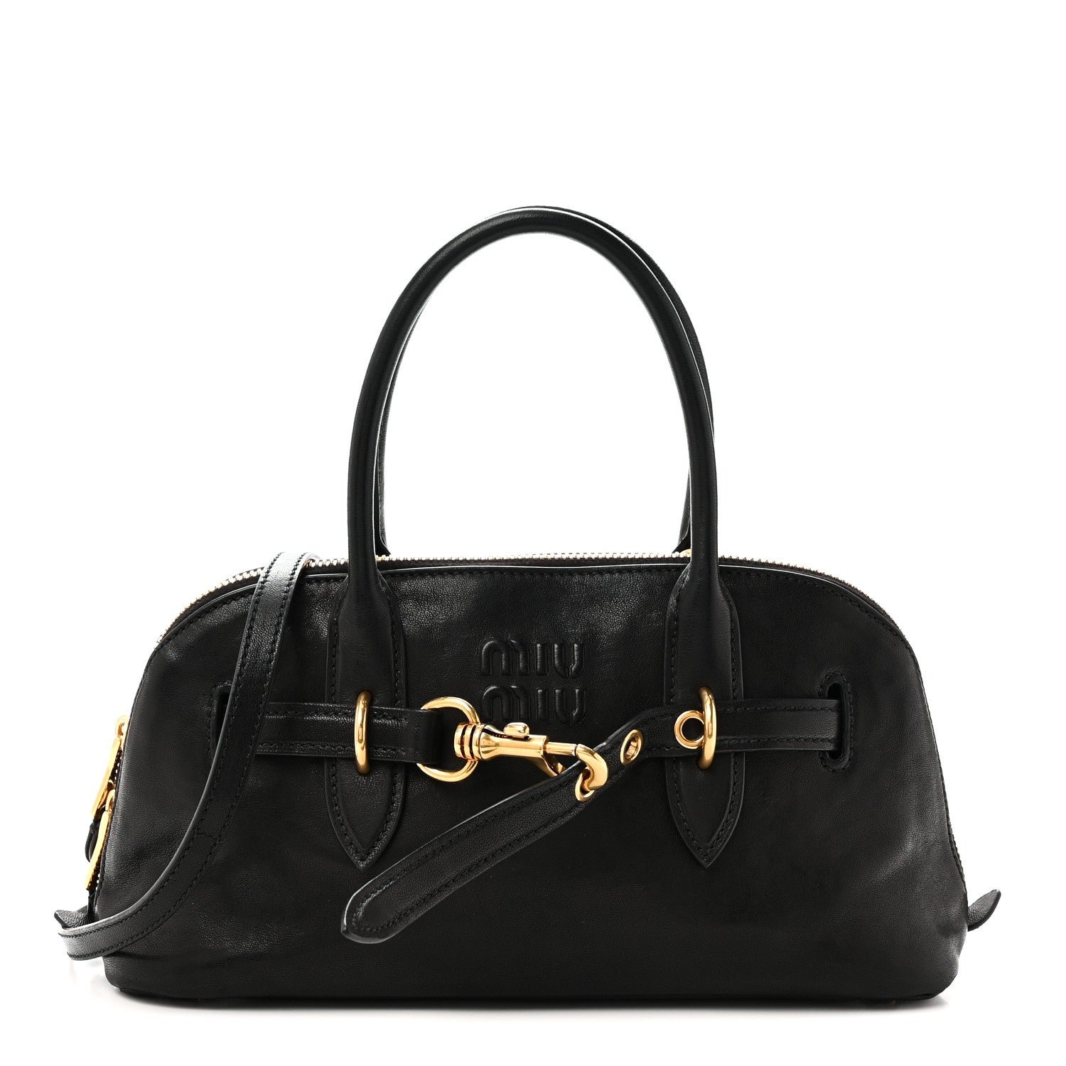 Miu Miu Nappa Aviator Regular Aventure Bag Black