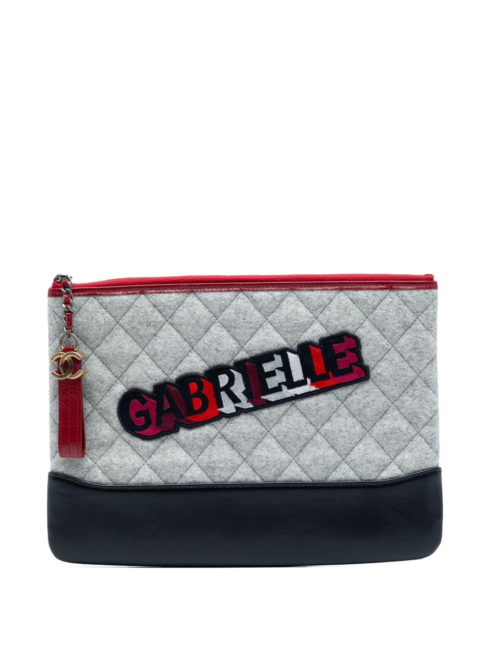2017-2018 Medium Quilted Wool and Calfskin Gabrielle O Case clutch bag