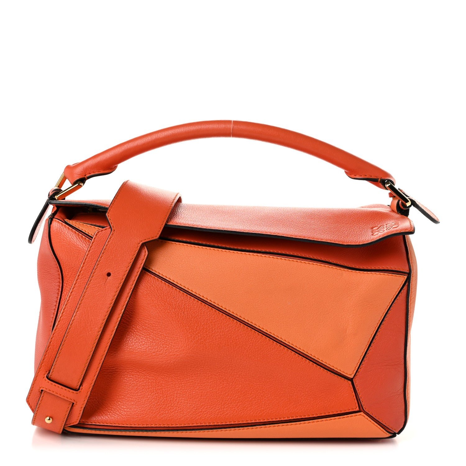 Loewe Calfskin Medium Puzzle Bag Orange Multi