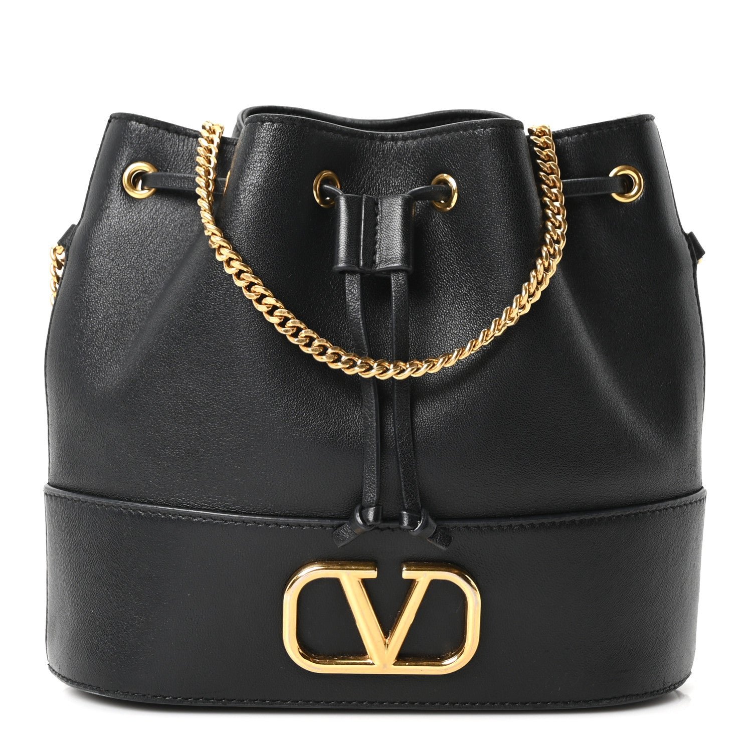 Valentino Garavani Nappa Mini VLogo Signature Chain Bucket Bag Black