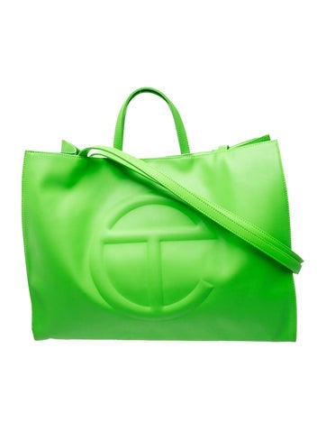 Telfar Vegan Leather Large Highlighter Green Shopping Bag Large