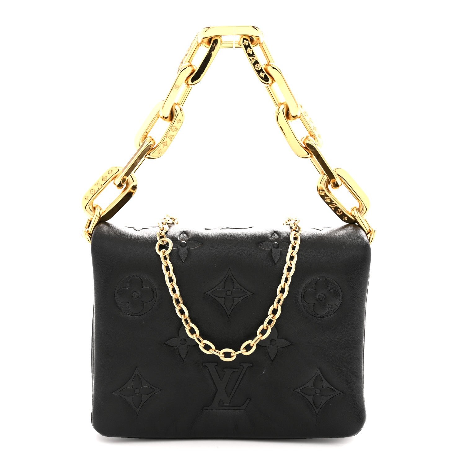 Louis Vuitton Lambskin Embossed Monogram Coussin Belt Bag Black