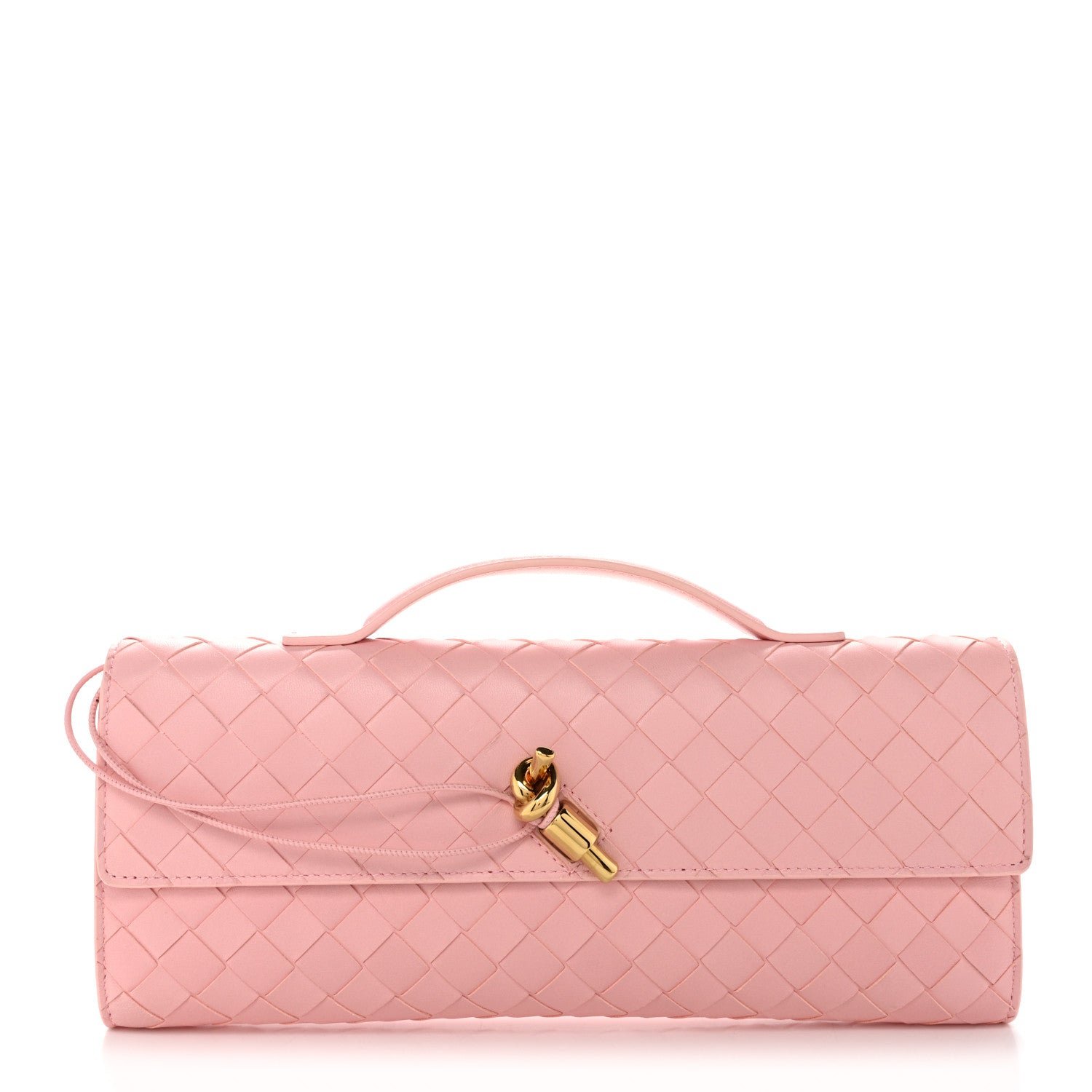 Bottega Veneta Bottega Veneta Nappa Intrecciato Long Andiamo Top Handle Clutch Rose