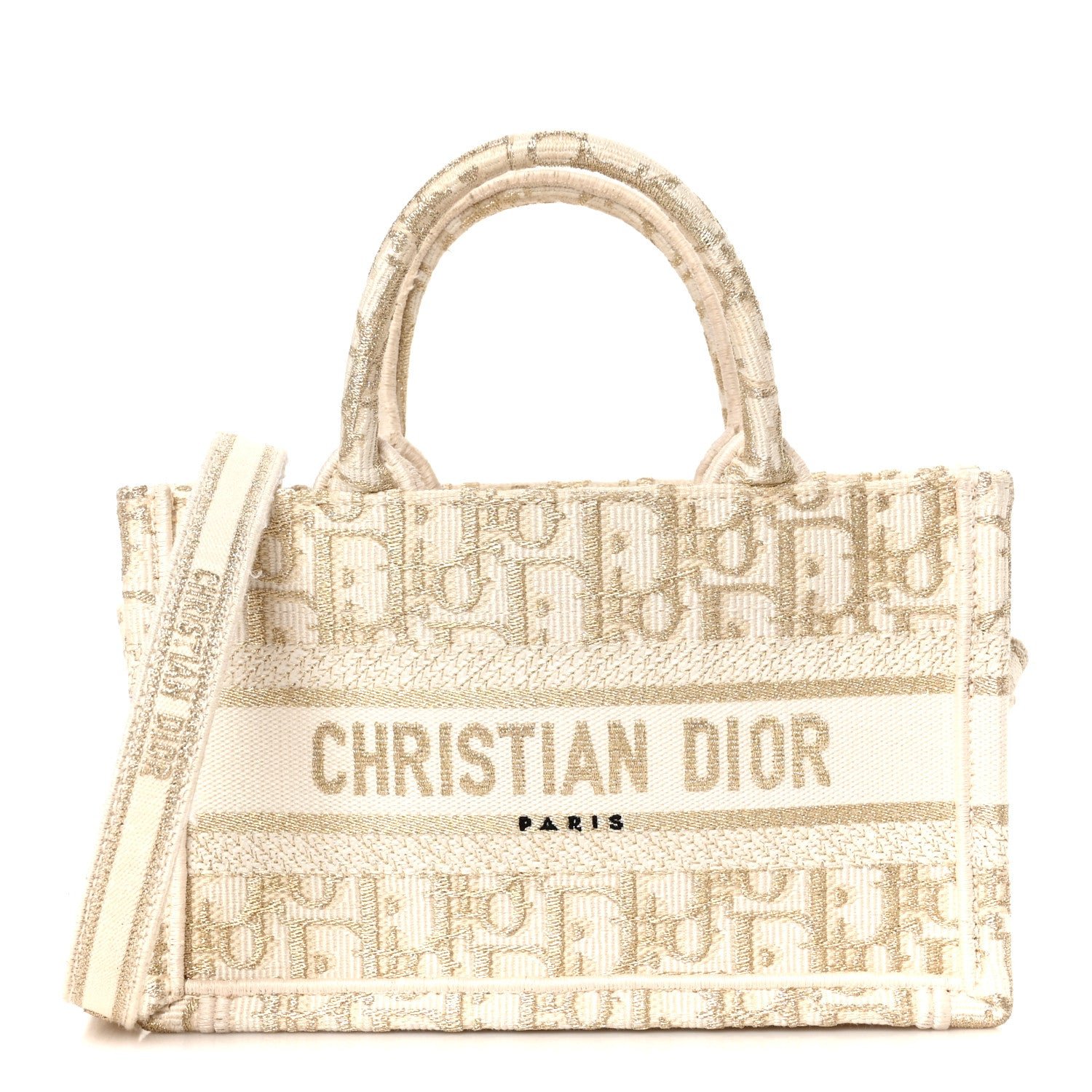Christian Dior Oblique Mini Book Tote With Strap Gold Multicolor