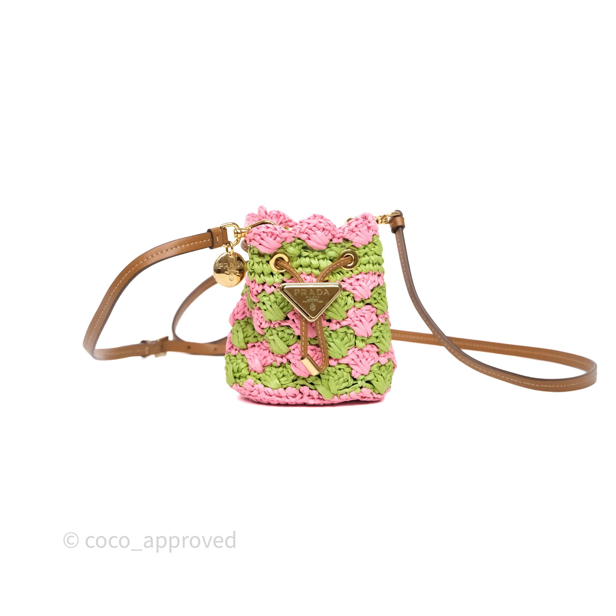 Prada Crochet Mini Pouch Pink/ Green
