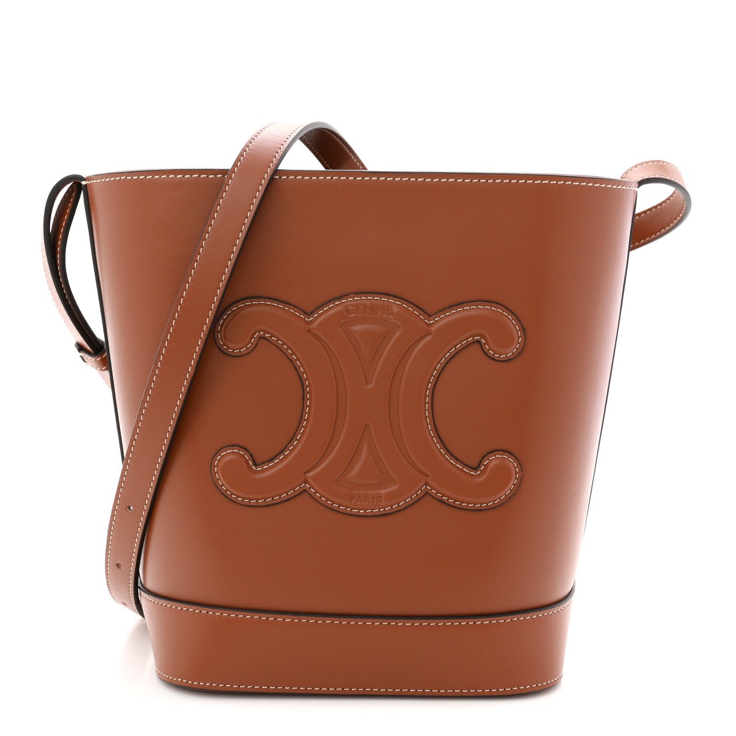 Celine Smooth Calfskin Small Cuir Triomphe Bucket Bag Tan
