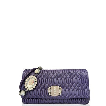 Calfskin Matelasse Crystal Flap Clutch
