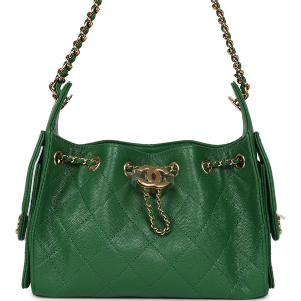 Chanel Mini 25 Hobo Bag Green Caviar Gold Hardware