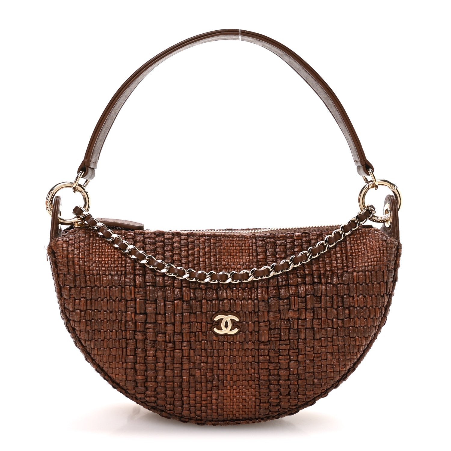 Chanel Braided Raffia Other Shape With Chain Brown
