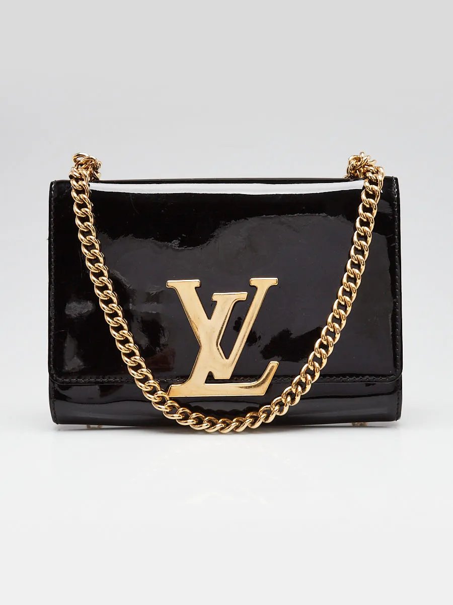 Louis Vuitton Black Patent Leather Chain Louise MM Bag