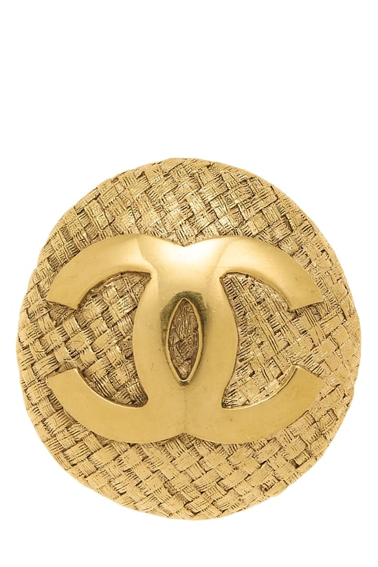 Gold Interlocking 'CC' Woven Pin Large