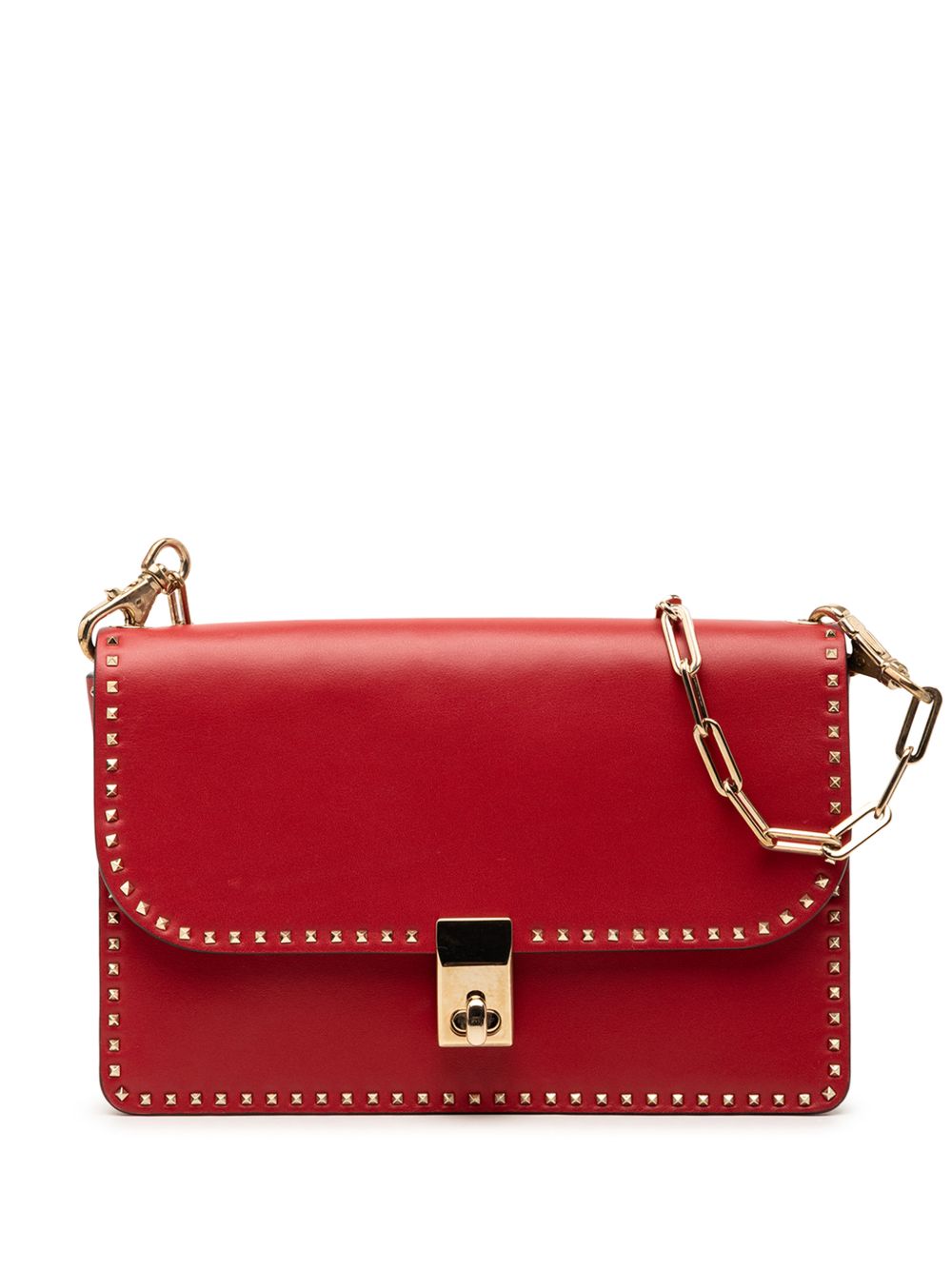 2000-2017 Leather Rockstud Turnlock Chain crossbody bag