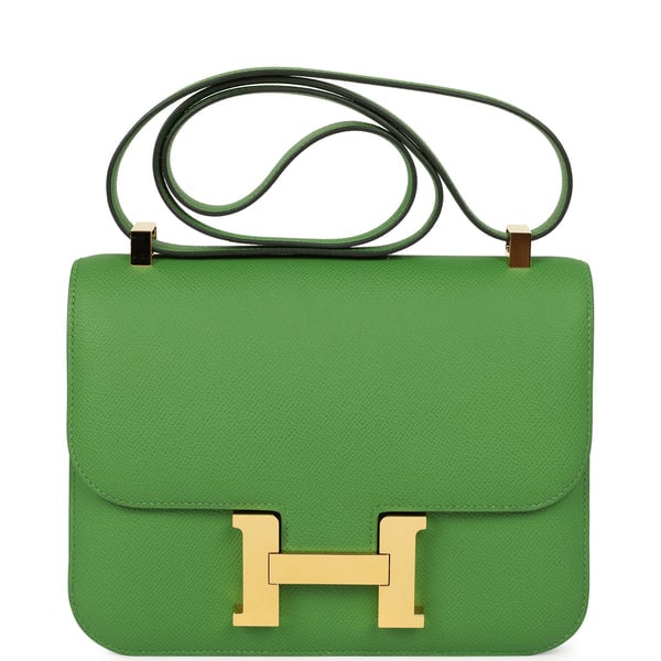 Pre-owned Hermes Constance 24 Vert Yucca Epsom Gold Hardware