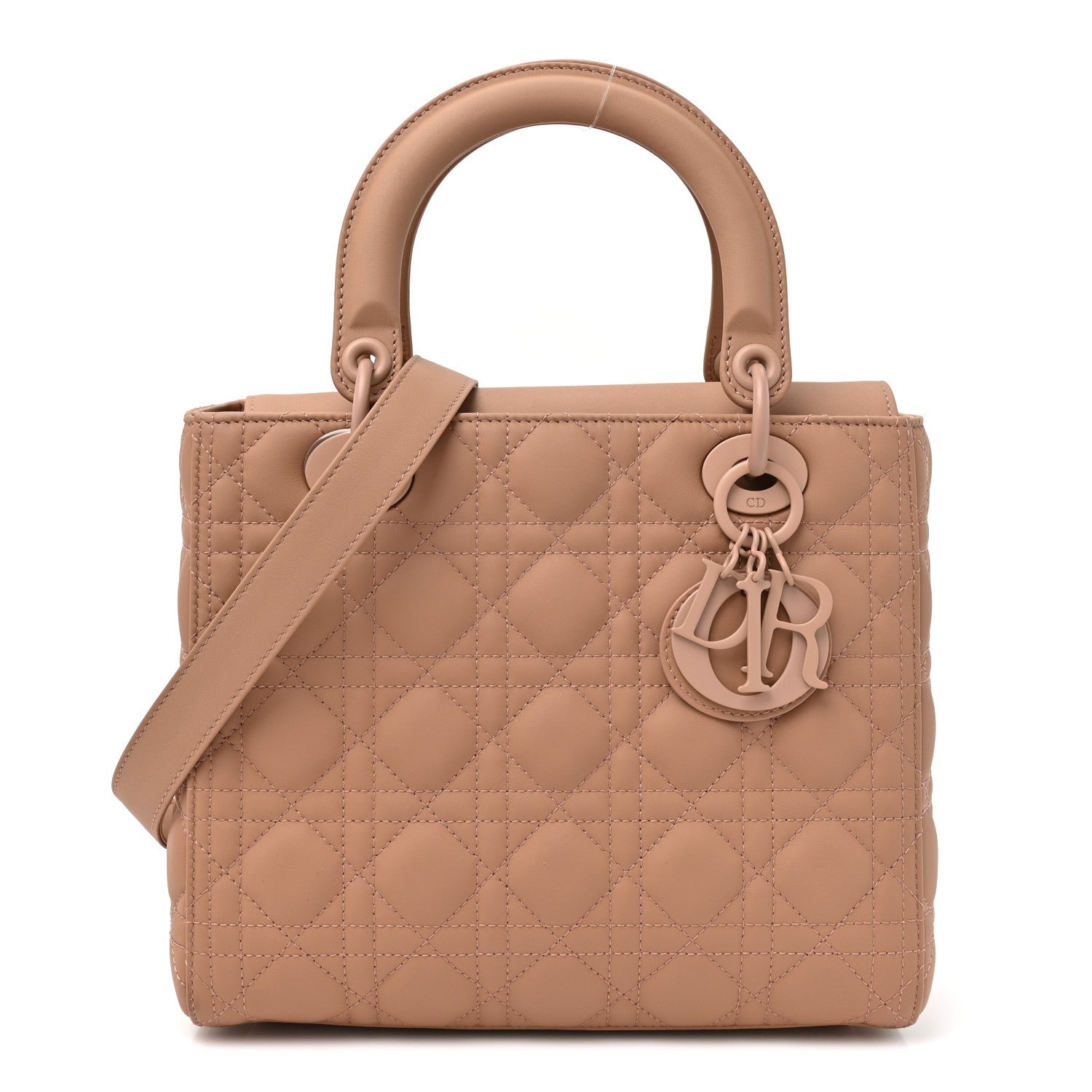 Christian Dior Ultra Matte Calfskin Cannage Medium Lady Dior Beige