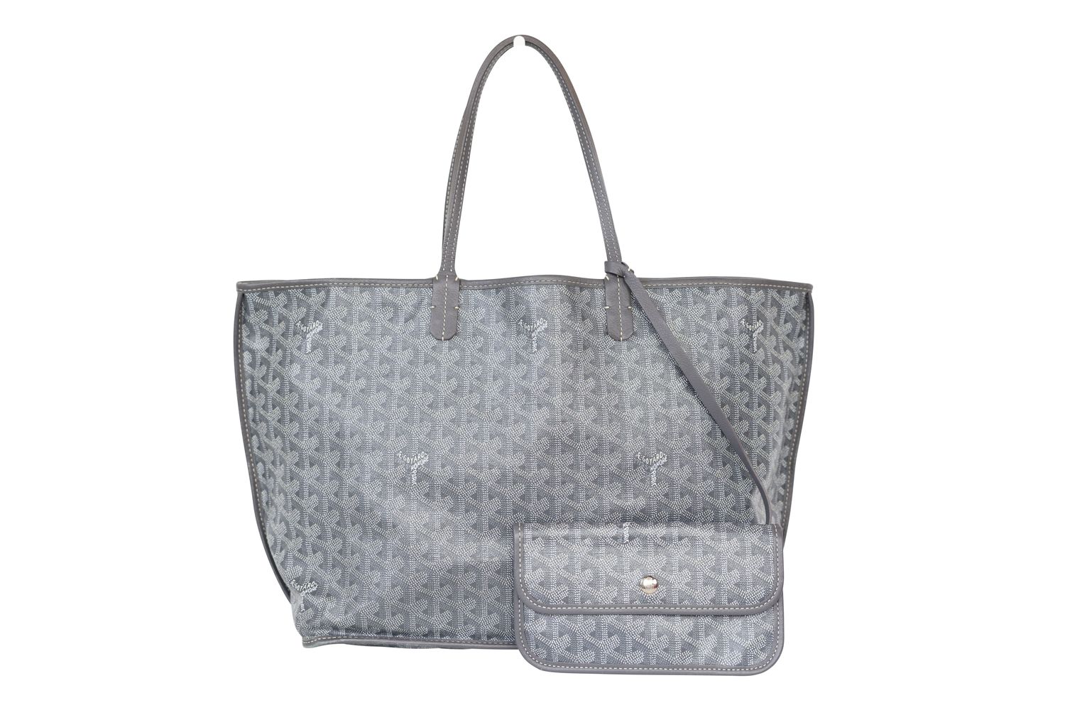 Goyard Goyard Anjou PM Bag, Gray Goyardine Canvas and Leather, Preowned in Dustbag WA001