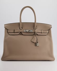 Hermes Hermès Birkin 35cm Verso Bag in Gris Tourterelle in Togo Leather with Palladium Hardware