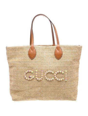 Straw Logo Raffia Tote Medium
