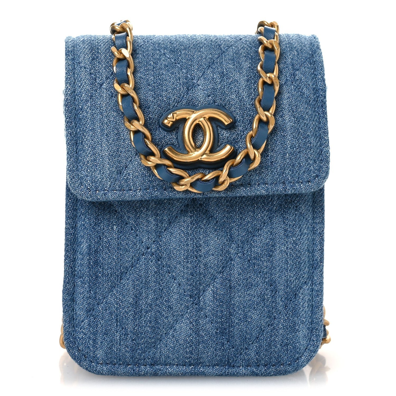 Chanel Denim Quilted Flap Mini Crossbody Blue
