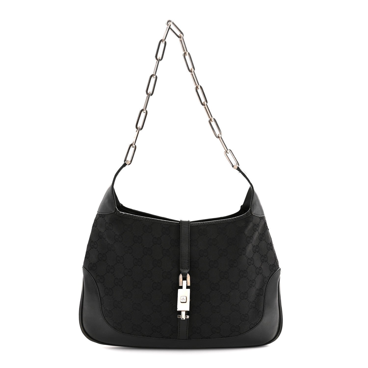 Gucci Monogram Jackie O Chain Hobo Black