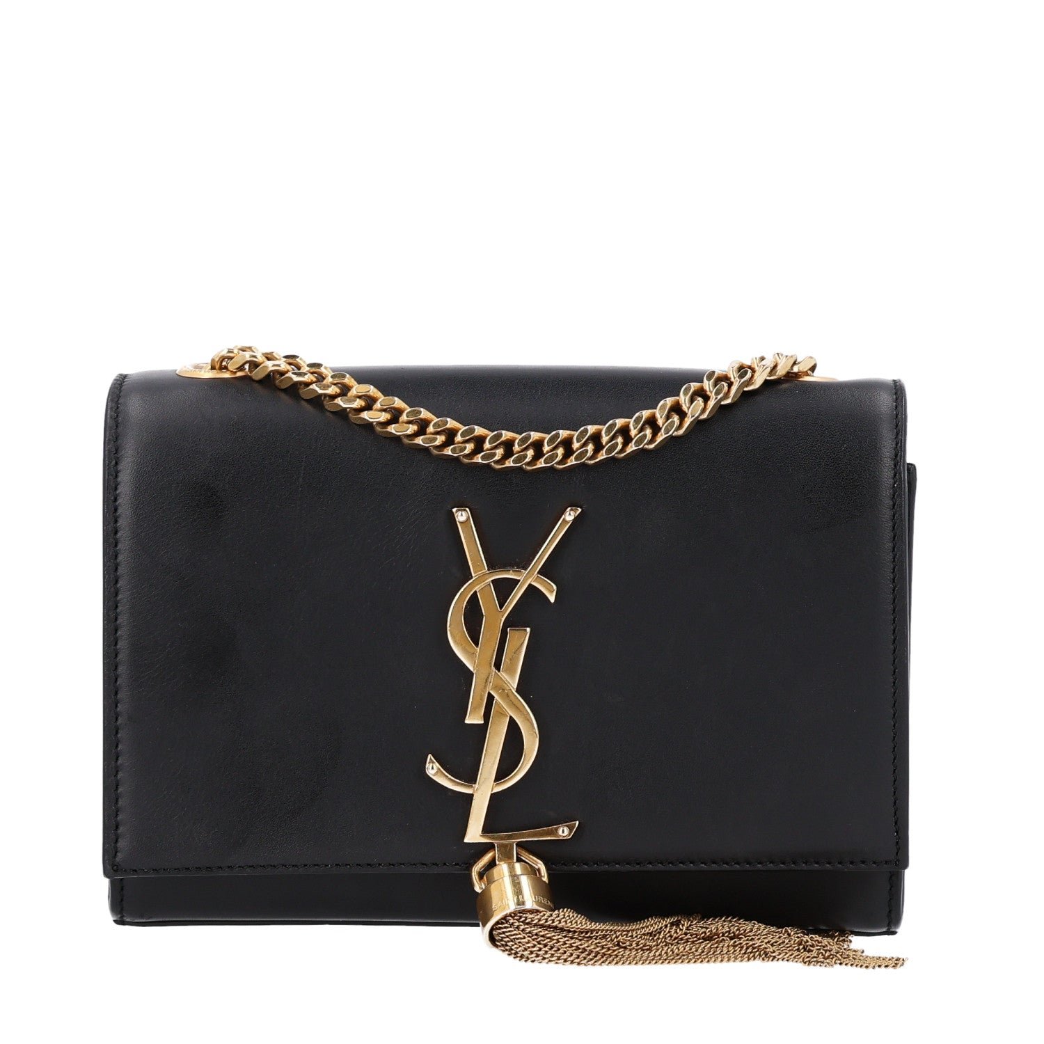 Saint Laurent Calfskin Small Classic Monogram Kate Tassel Satchel Black
