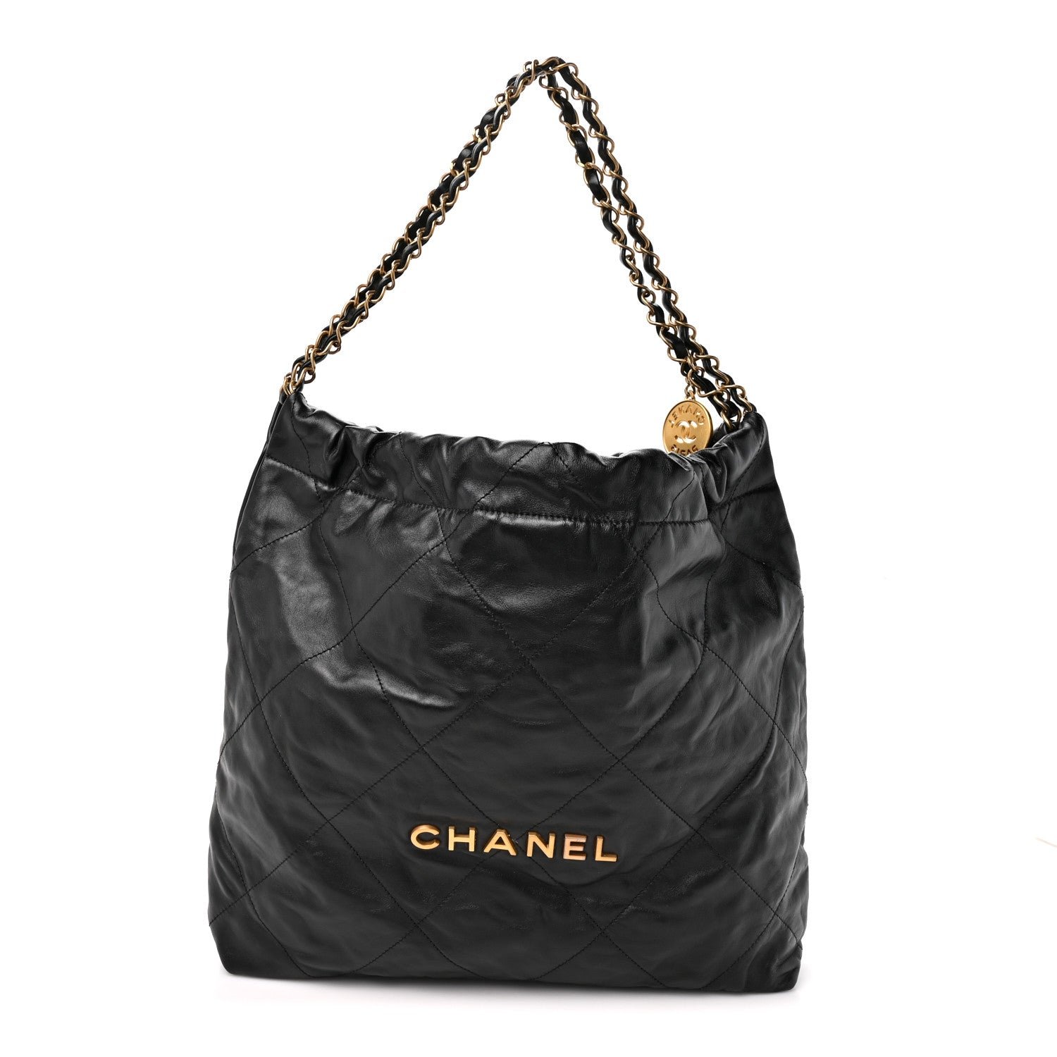 Chanel Shiny Calfskin Quilted Chanel 22 Black