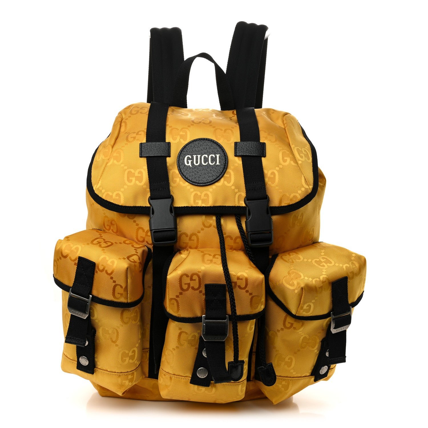 Gucci Econyl Nylon Monogram Off The Grid Utility Pocket Backpack Crop Black