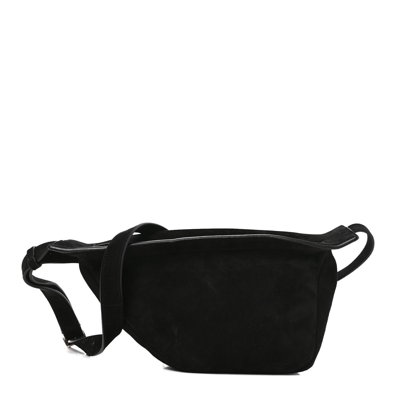 The Row Suede Small Slouchy Banana Bag Black