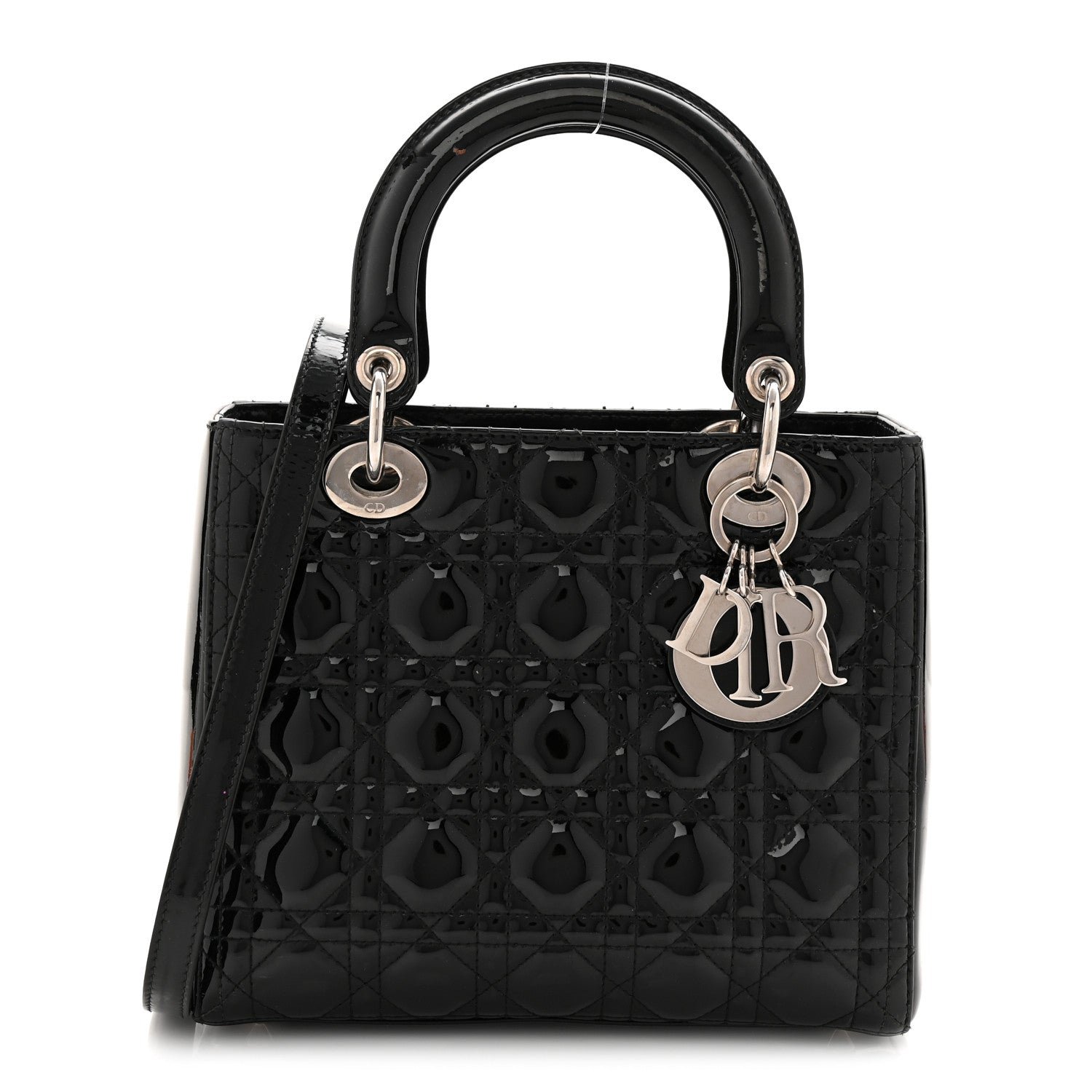 Christian Dior Patent Cannage Medium Lady Dior Black