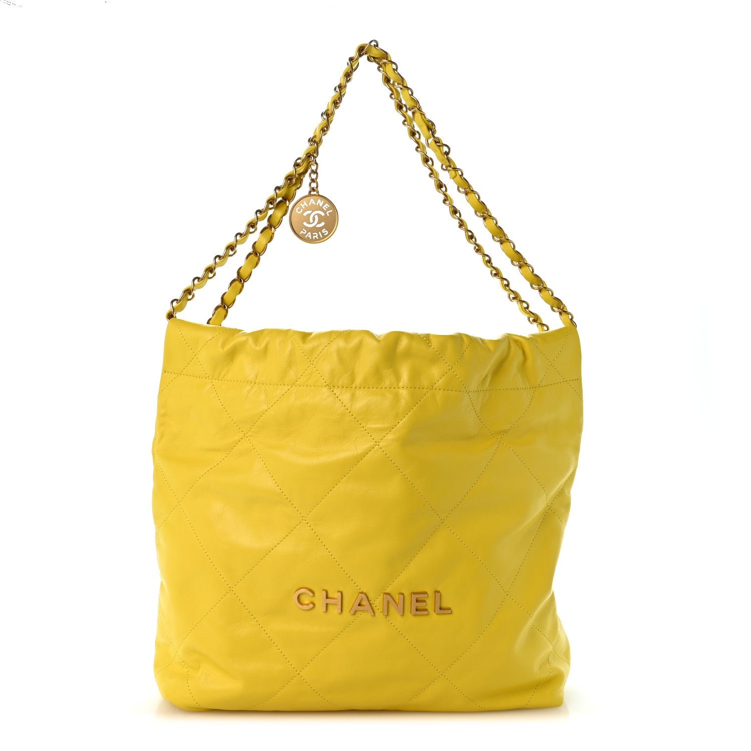 Chanel Shiny Calfskin Quilted Small Chanel 22 Yellow