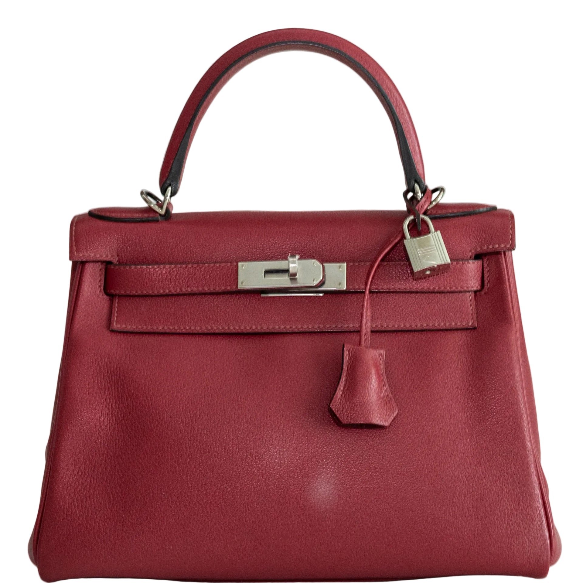 Hermes Hermès Kelly 28 Retourne Rubis Evergrain Palladium Hardware