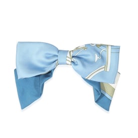 Hermes Hermès Silk Bleu Cyclades Ex-Libris Grenelle Hair Clip