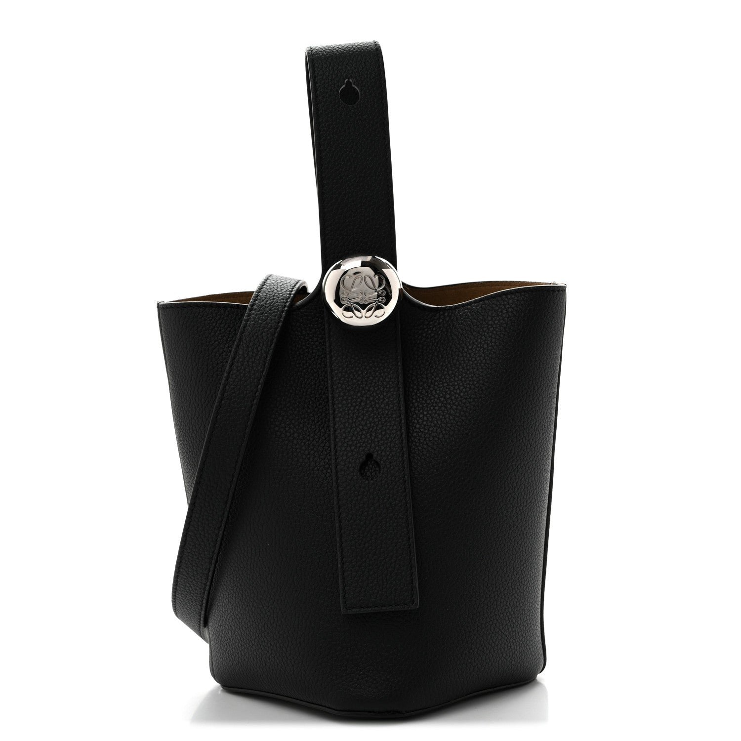 Loewe Soft Grained Calfskin Mini Pebble Bucket Bag Black