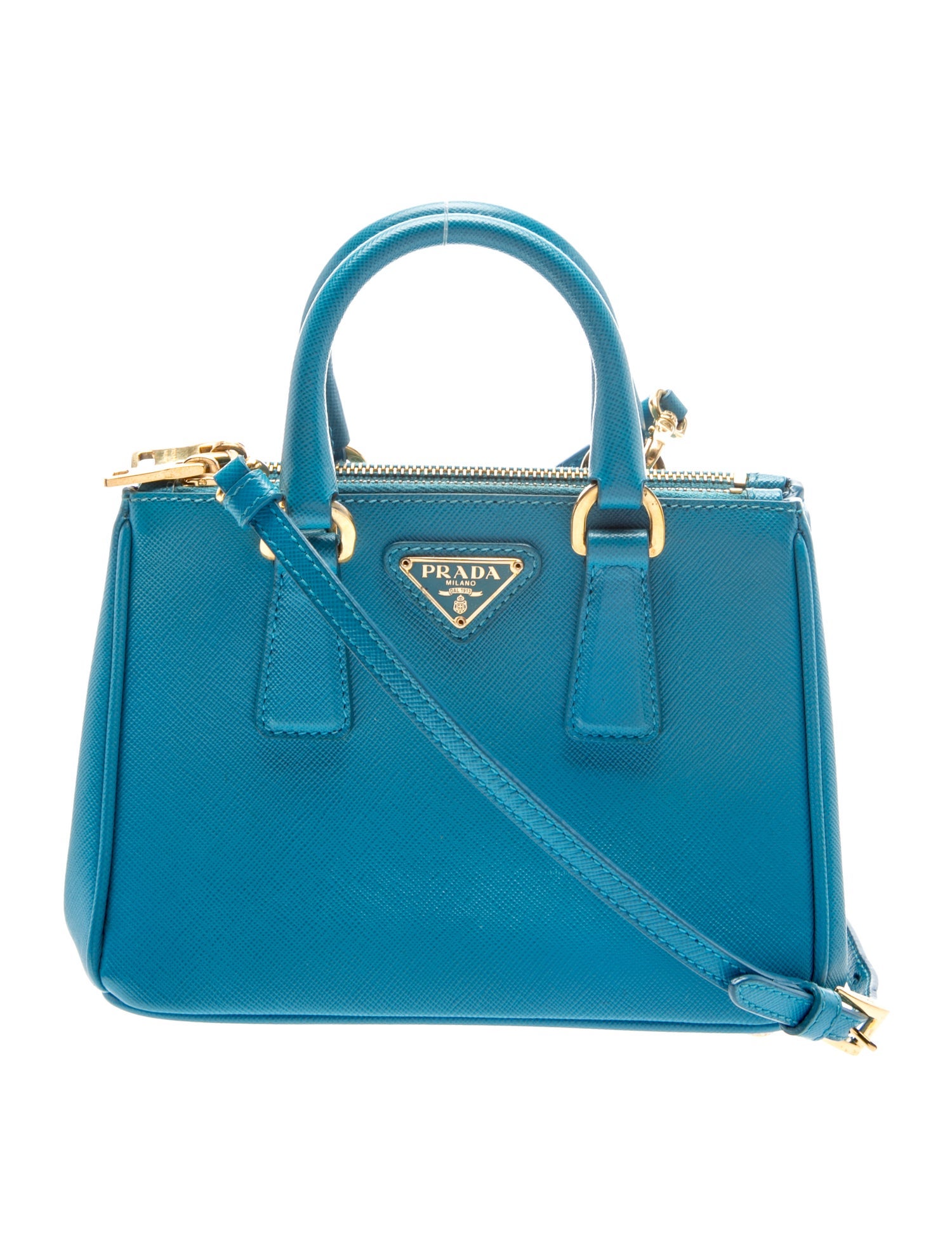 Enameled Metal Triangle Galleria Double Zip Micro