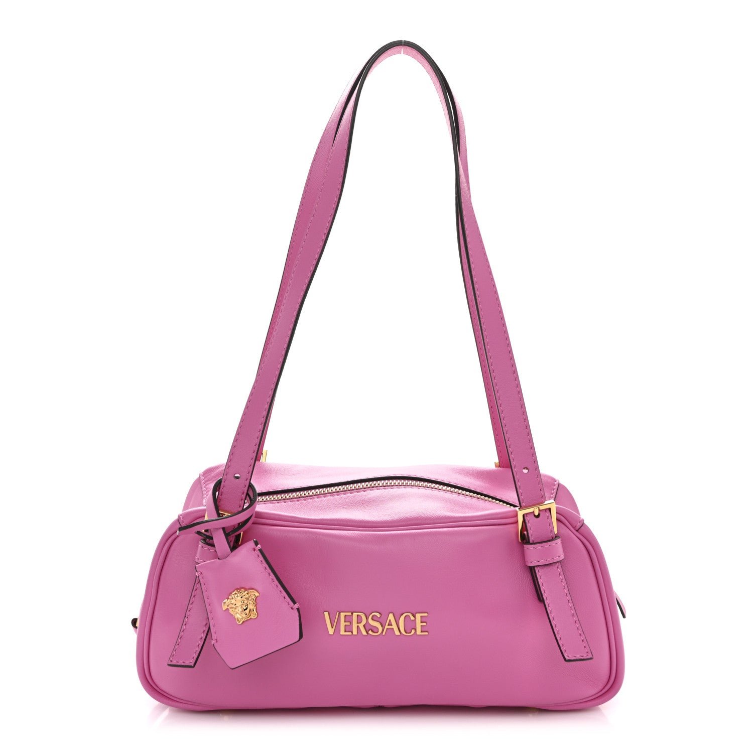 Versace Nappa Tag Bowling Bag Dragon Fruit