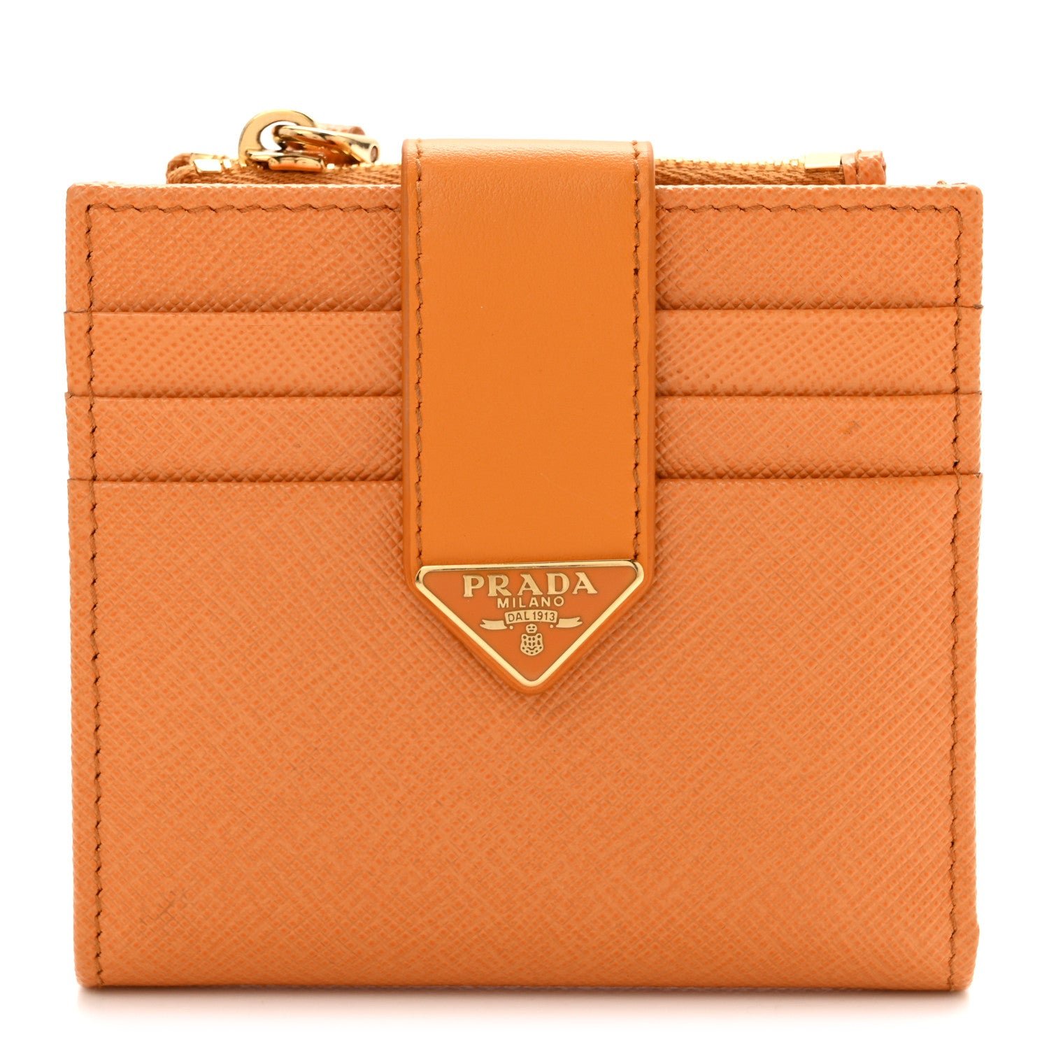 Prada Calfskin Small Triangle Wallet Ambra