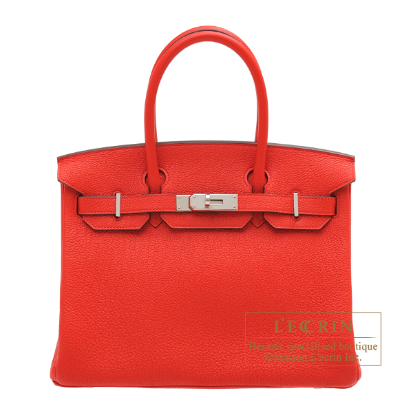 Hermes Birkin bag 30 Rouge coeur Togo leather Silver hardware