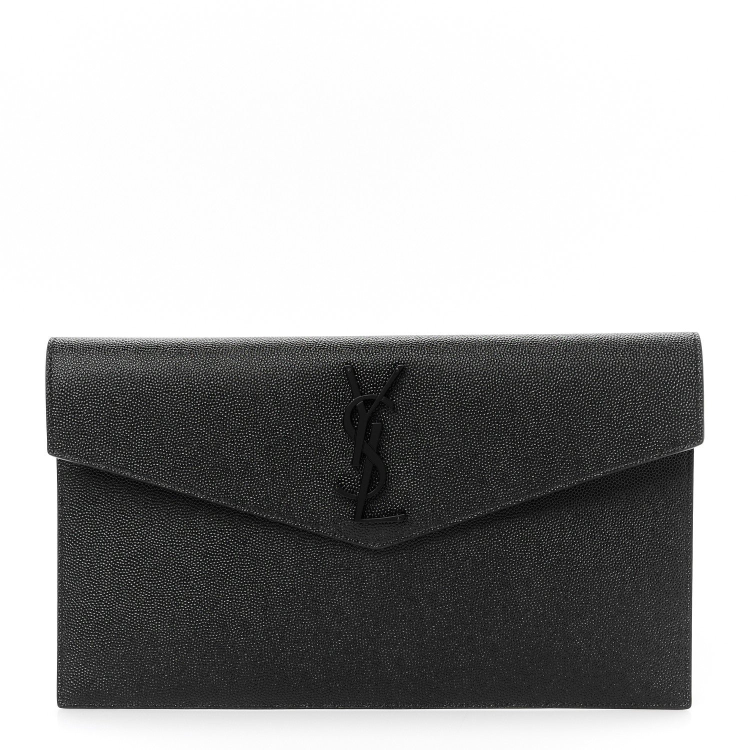 Saint Laurent Grain De Poudre Monogram Uptown Pouch Black