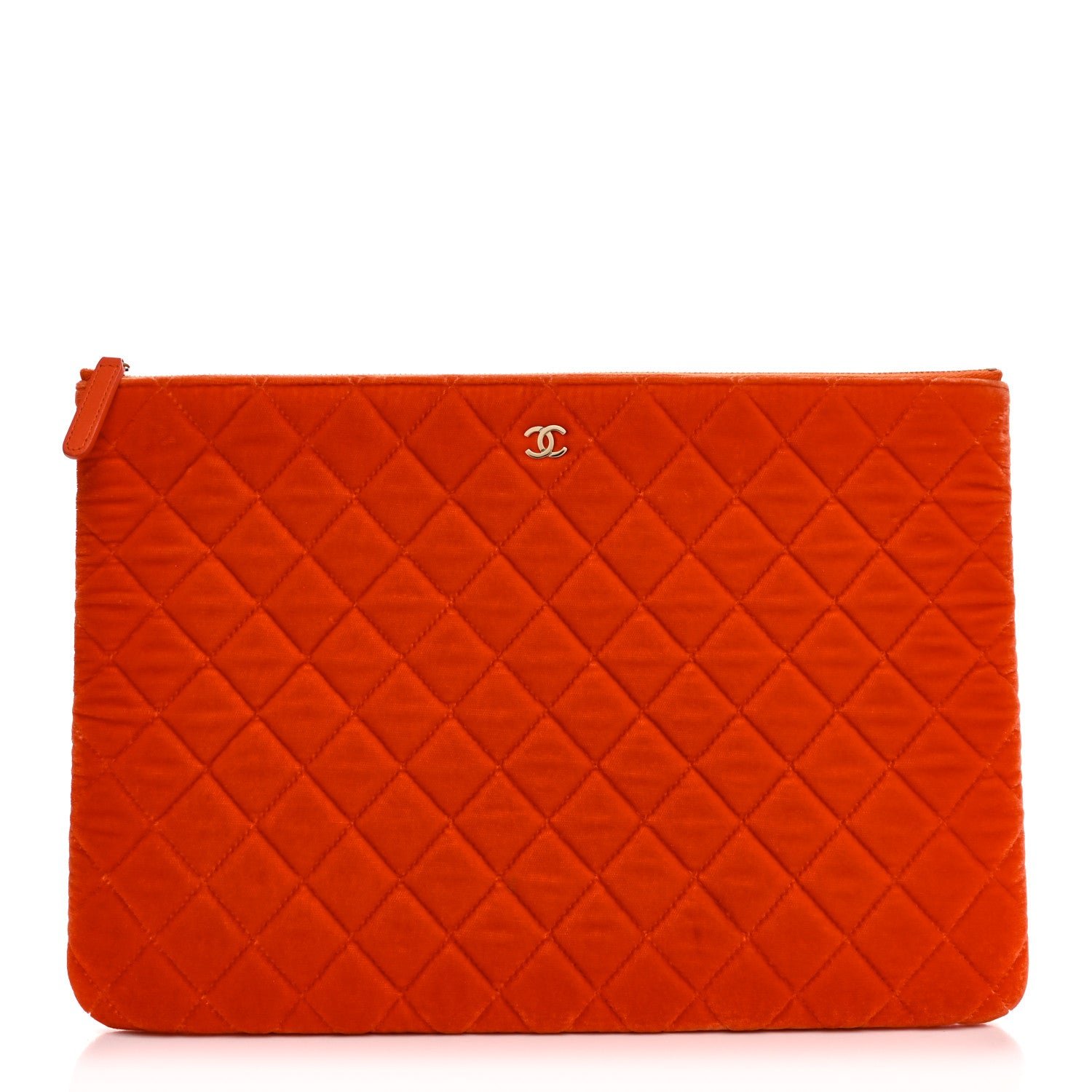 Chanel Velvet Quilted Large Chanel Cosmetic Case Orange