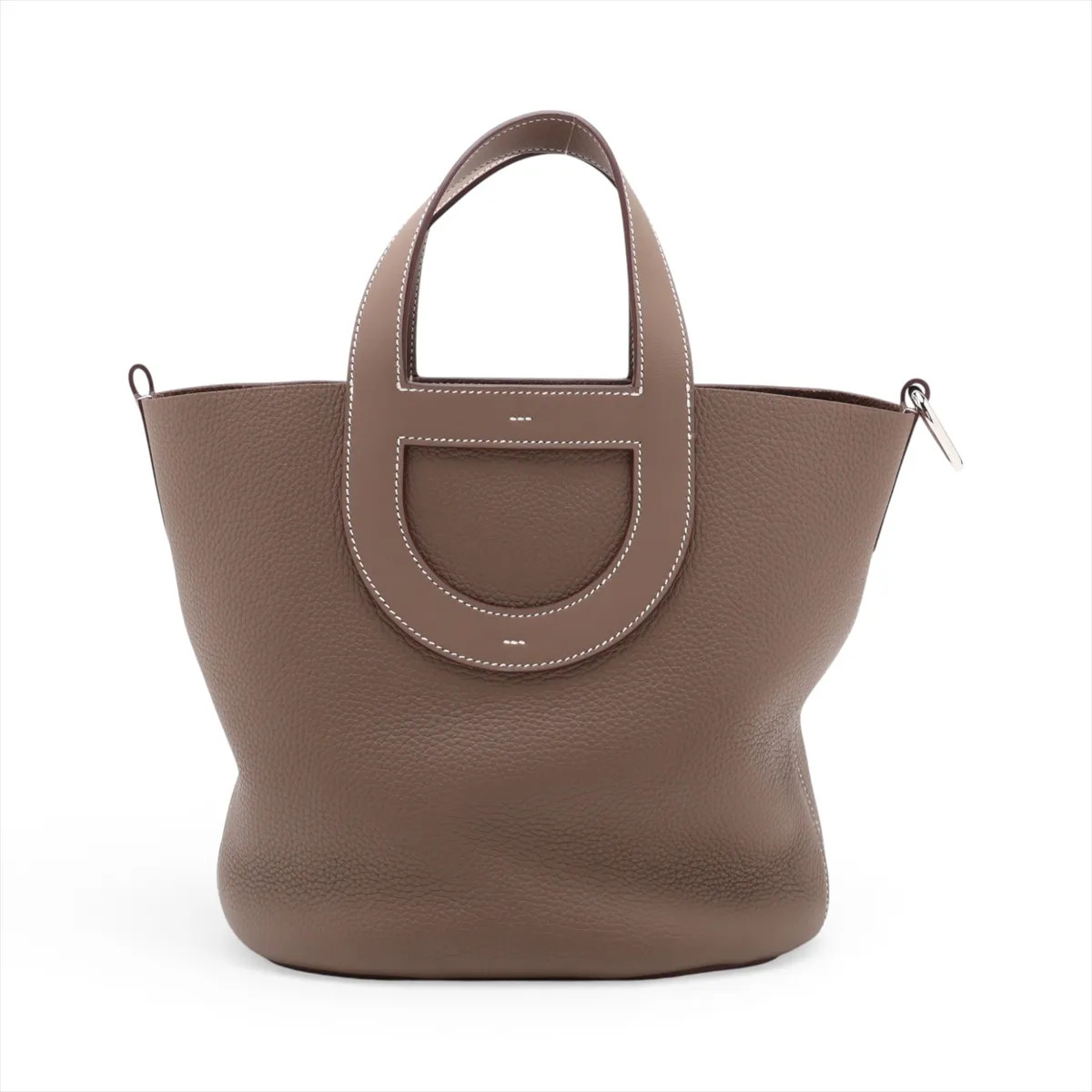 Hermès In the loop 23 Taurillon Clemence × Veau Swift Etoupe Silver Metal Fittin