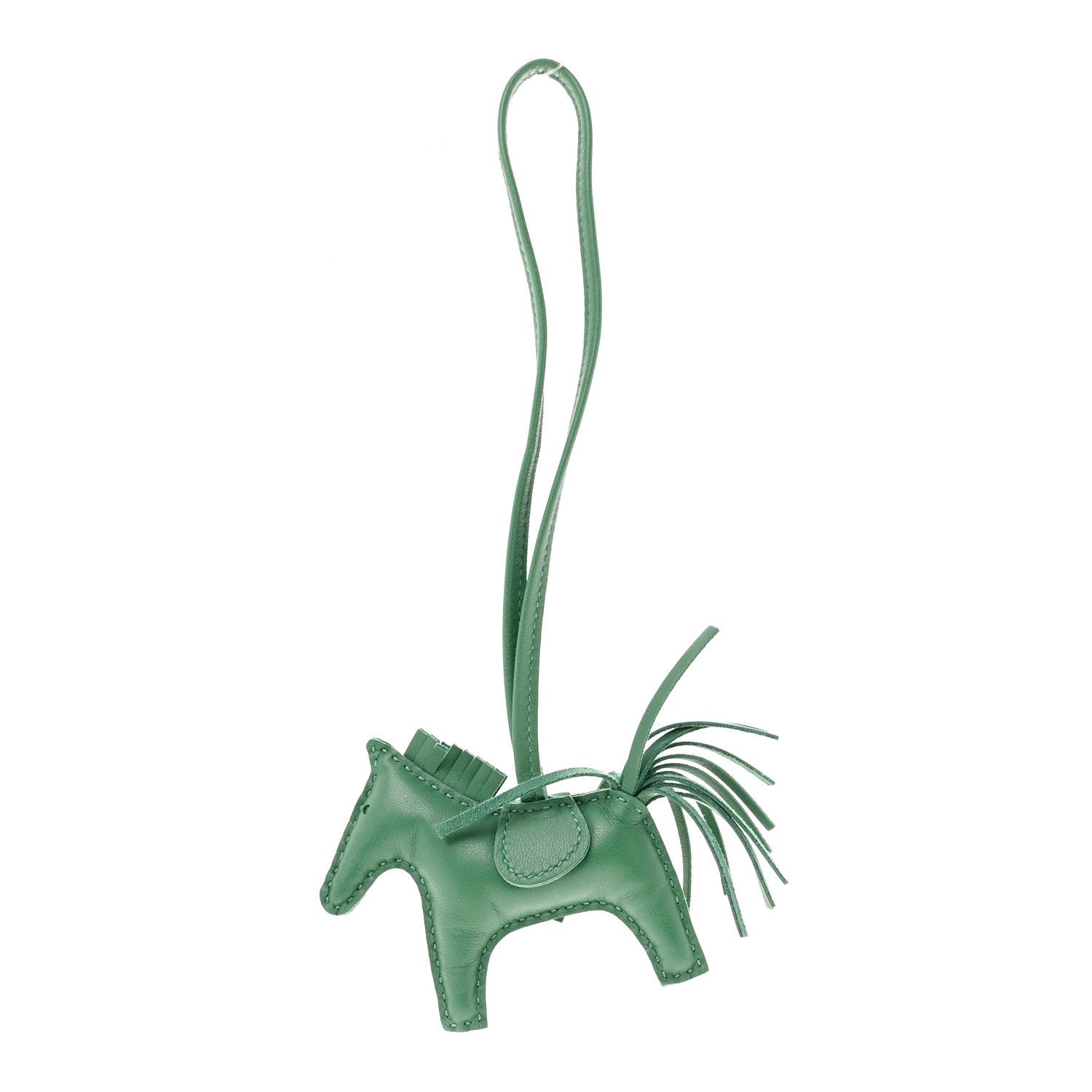 Hermes Milo Lambskin Grigri Rodeo Horse Bag Charm PM Vert Cypress