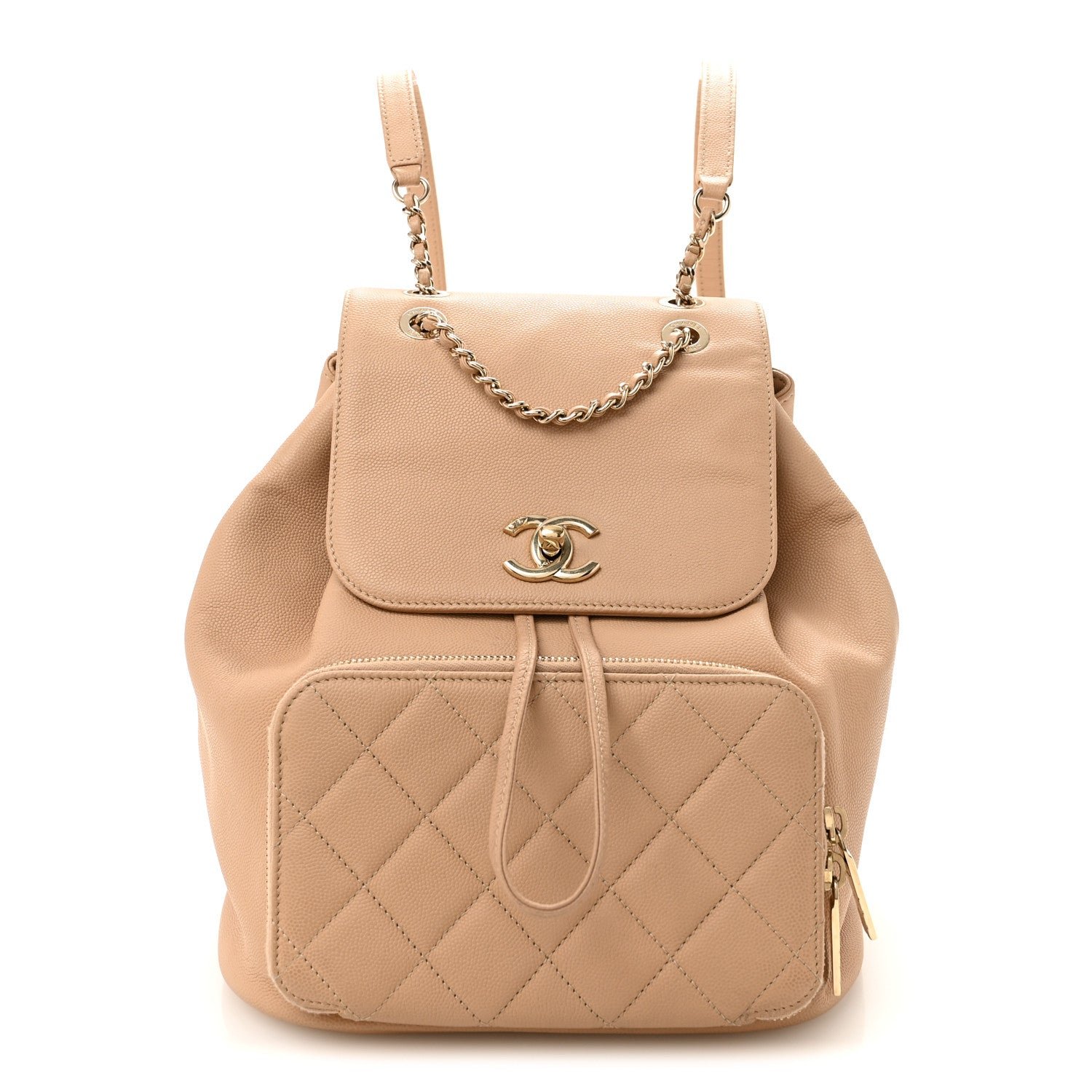 Chanel Caviar Quilted Business Affinity Backpack Beige