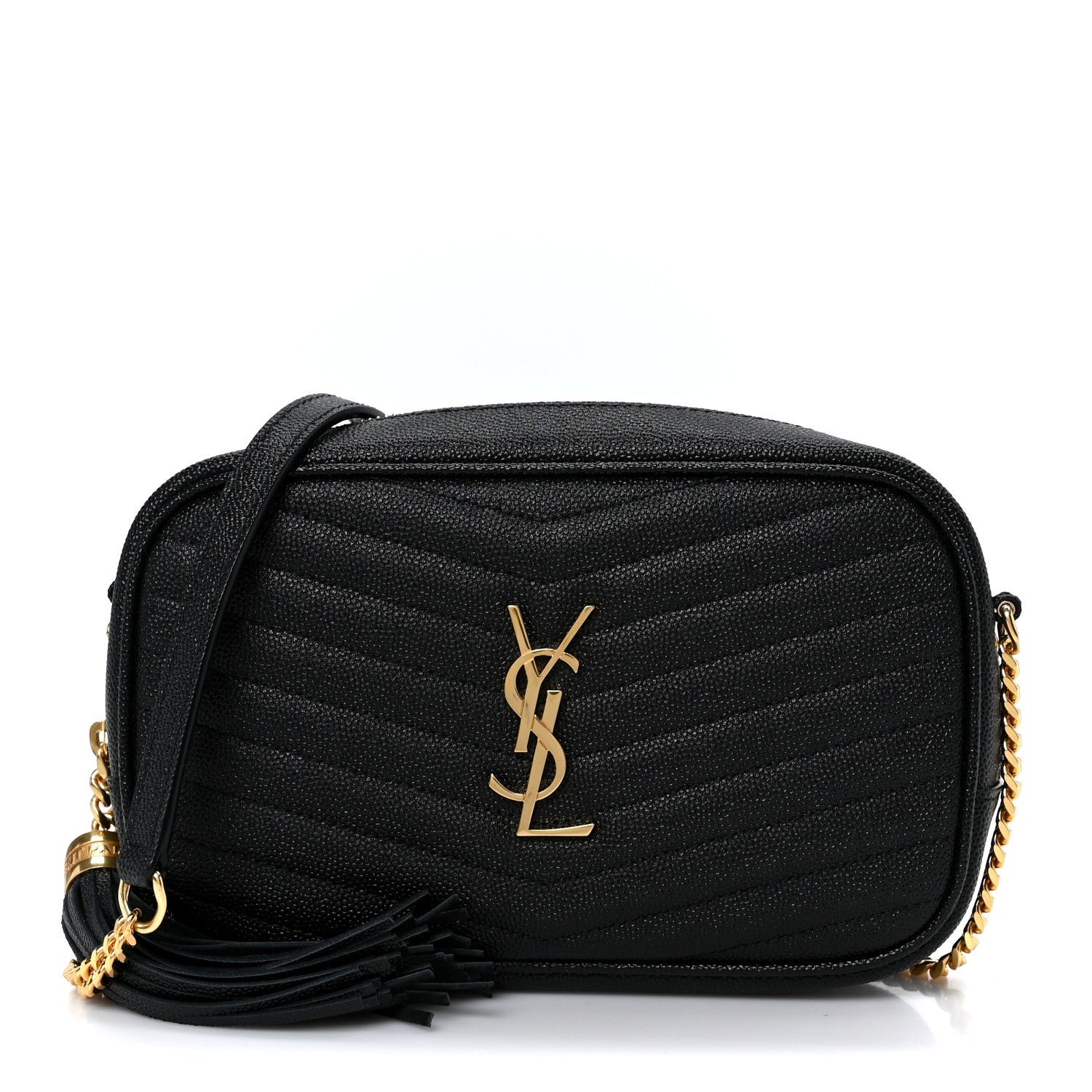 Saint Laurent Grain De Poudre Matelasse Monogram Mini Lou Camera Bag Black