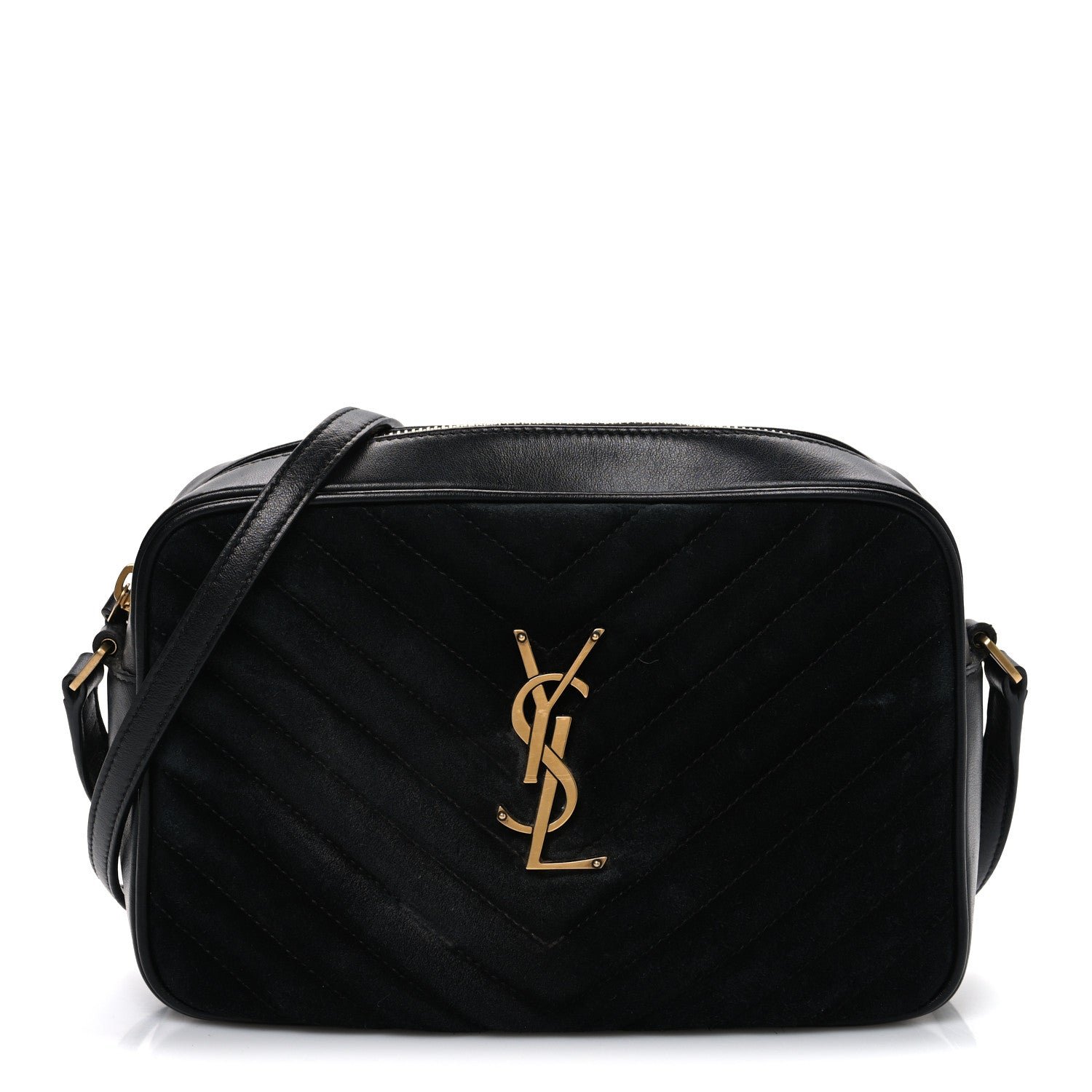 Saint Laurent Suede Calfskin Monogram Lou Camera Bag Black