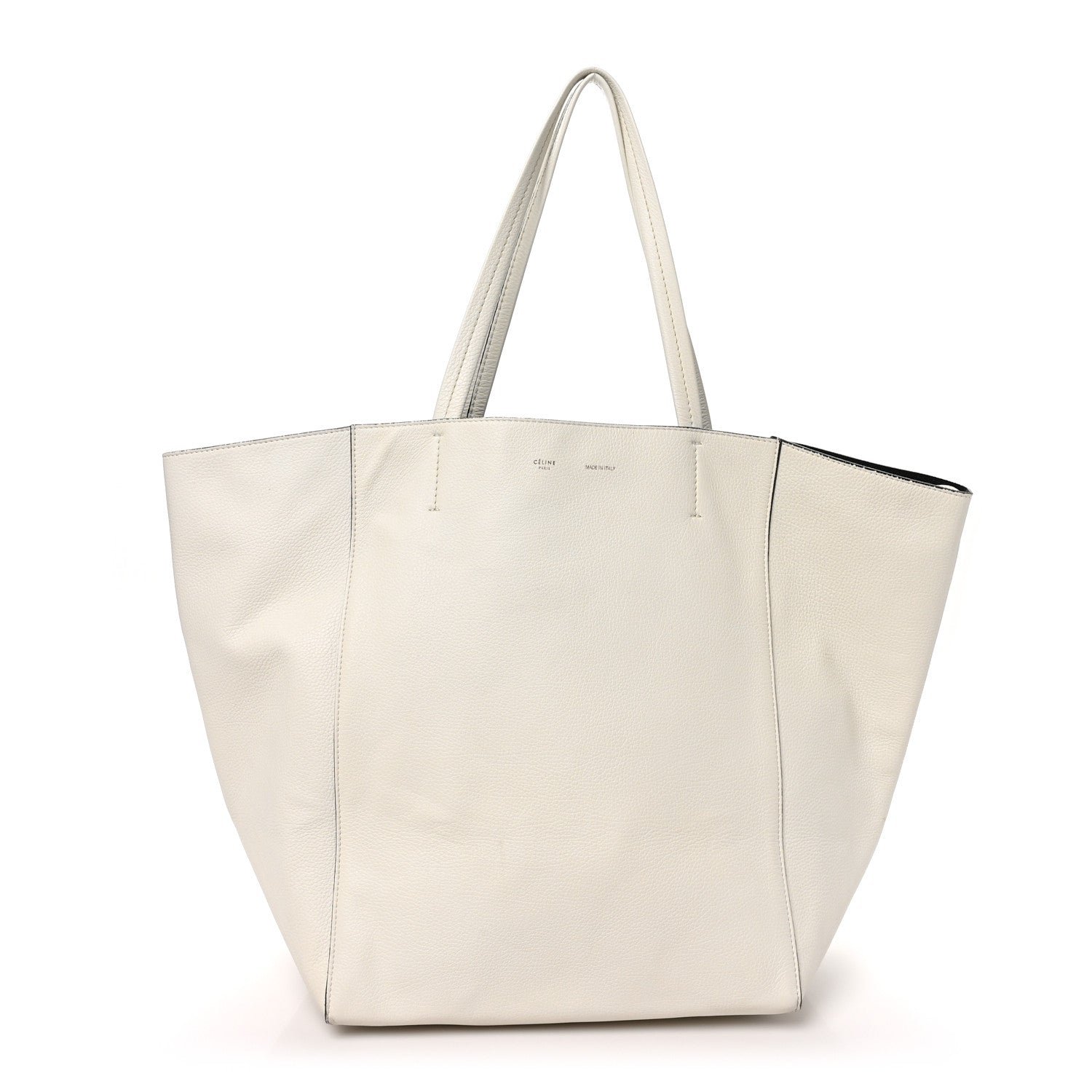 Celine Grained Calfskin Medium Horizontal Cabas Phantom White