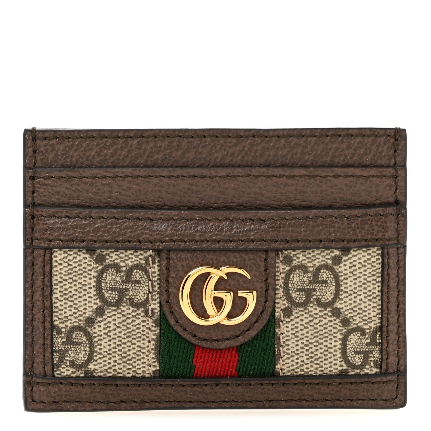 Gucci GG Supreme Monogram Ophidia Card Holder Brown
