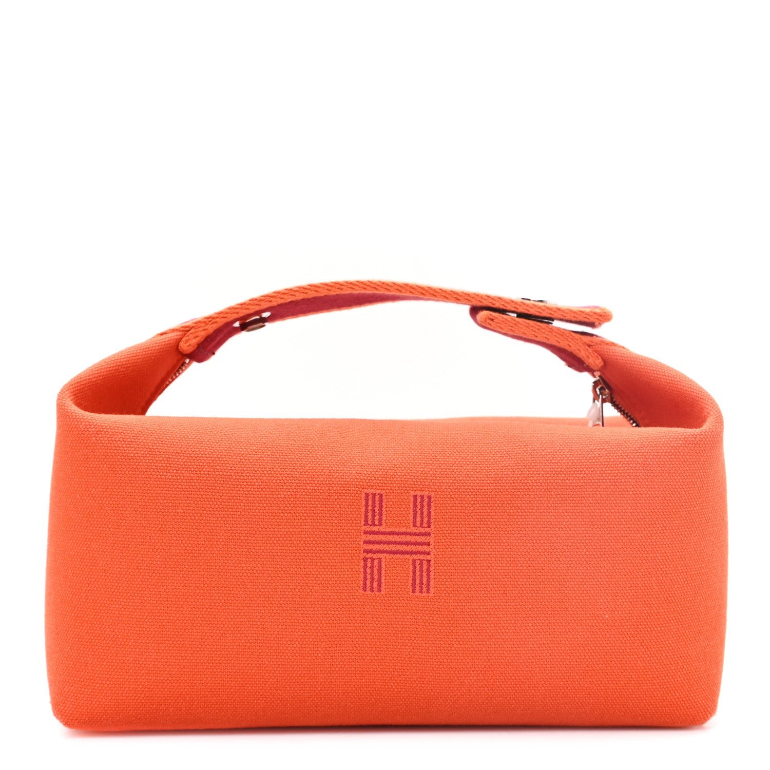Hermes Canvas Small Bride-A-Brac Pouch Orange Feu
