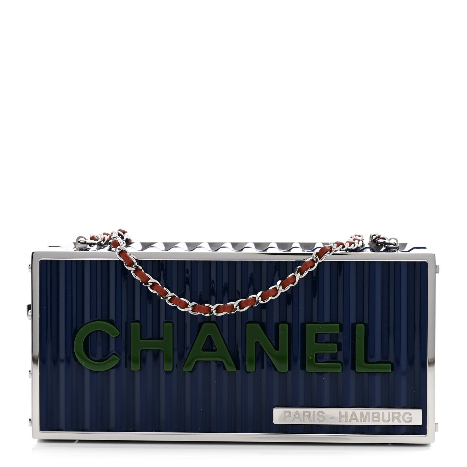 Chanel Resin Enamel CC Shipping Container Signature Minaudiere Clutch Blue