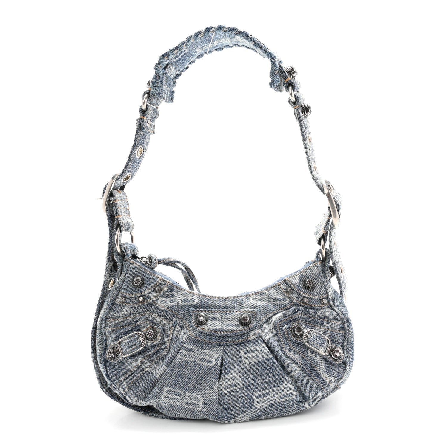Balenciaga Balenciaga Bleached Denim BB Monogram Le Cagole Shoulder Bag XS Blue